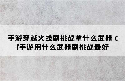 手游穿越火线刷挑战拿什么武器 cf手游用什么武器刷挑战最好